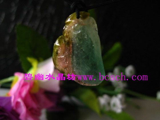 红蓝西瓜碧玺雕刻挂件