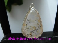 天然烟雾石吊坠